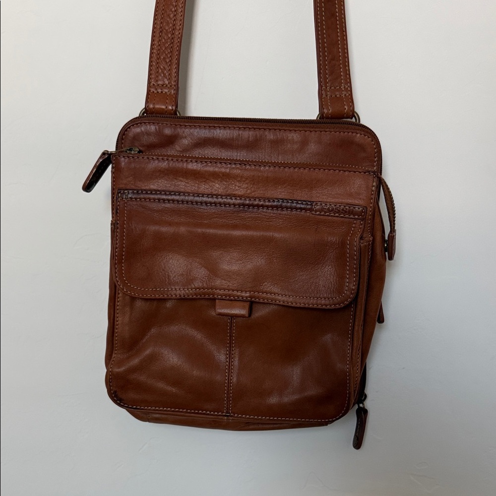 Fossil, vintage Brown Leather Crossbody Bag - Picture 7 of 10